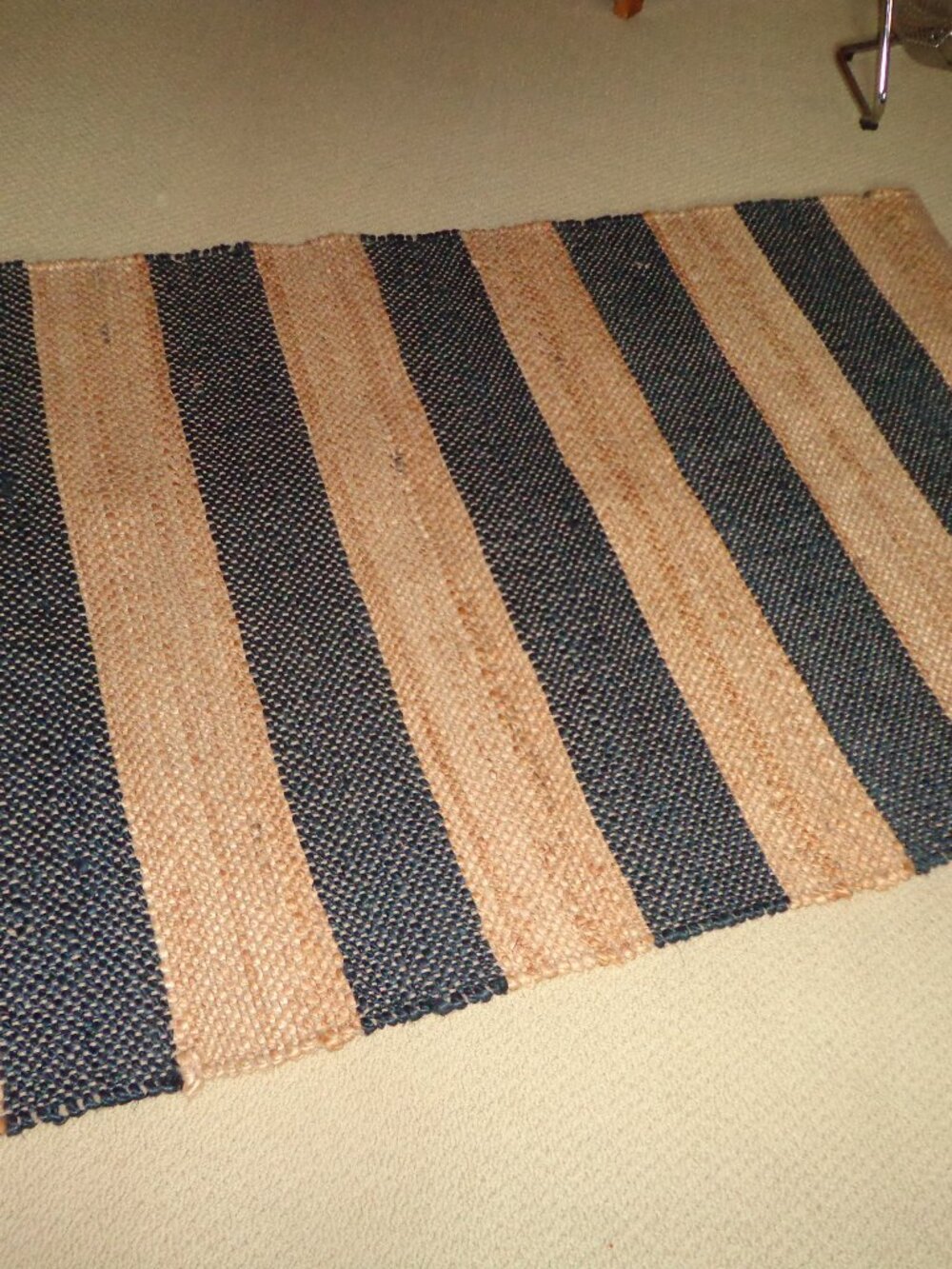 Vienna Flatweave Striped Indoor Jute Striped Rug 3x5' Denim/Natural